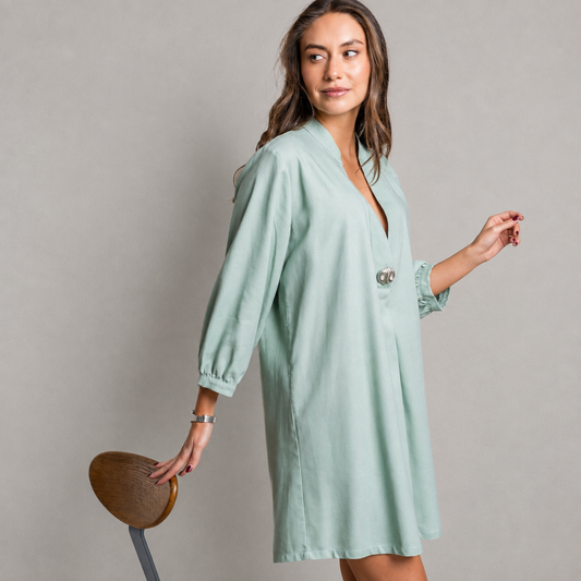 Vestido Lino Alba Verde