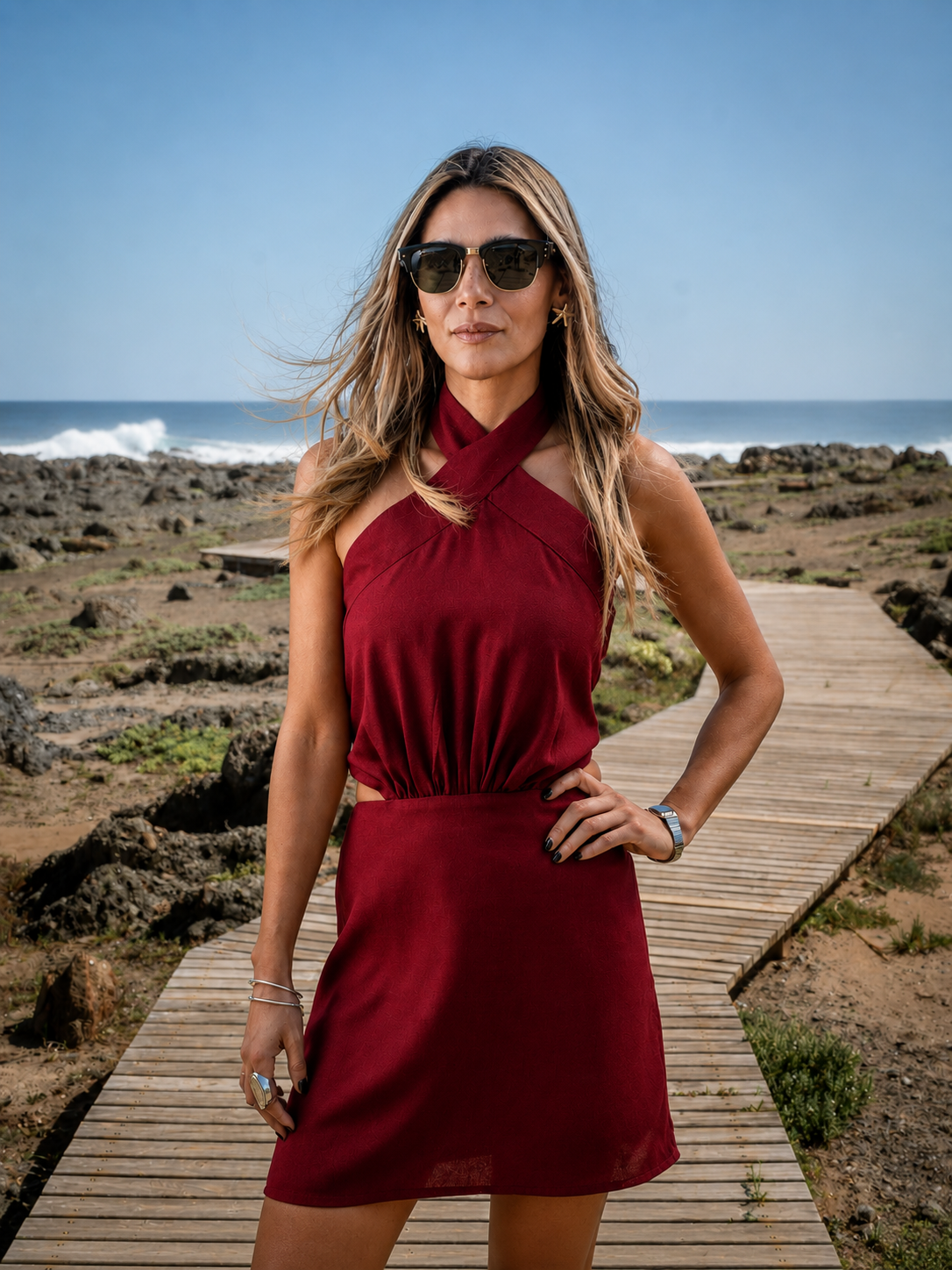 Vestido Lino Olimpia Burgundy