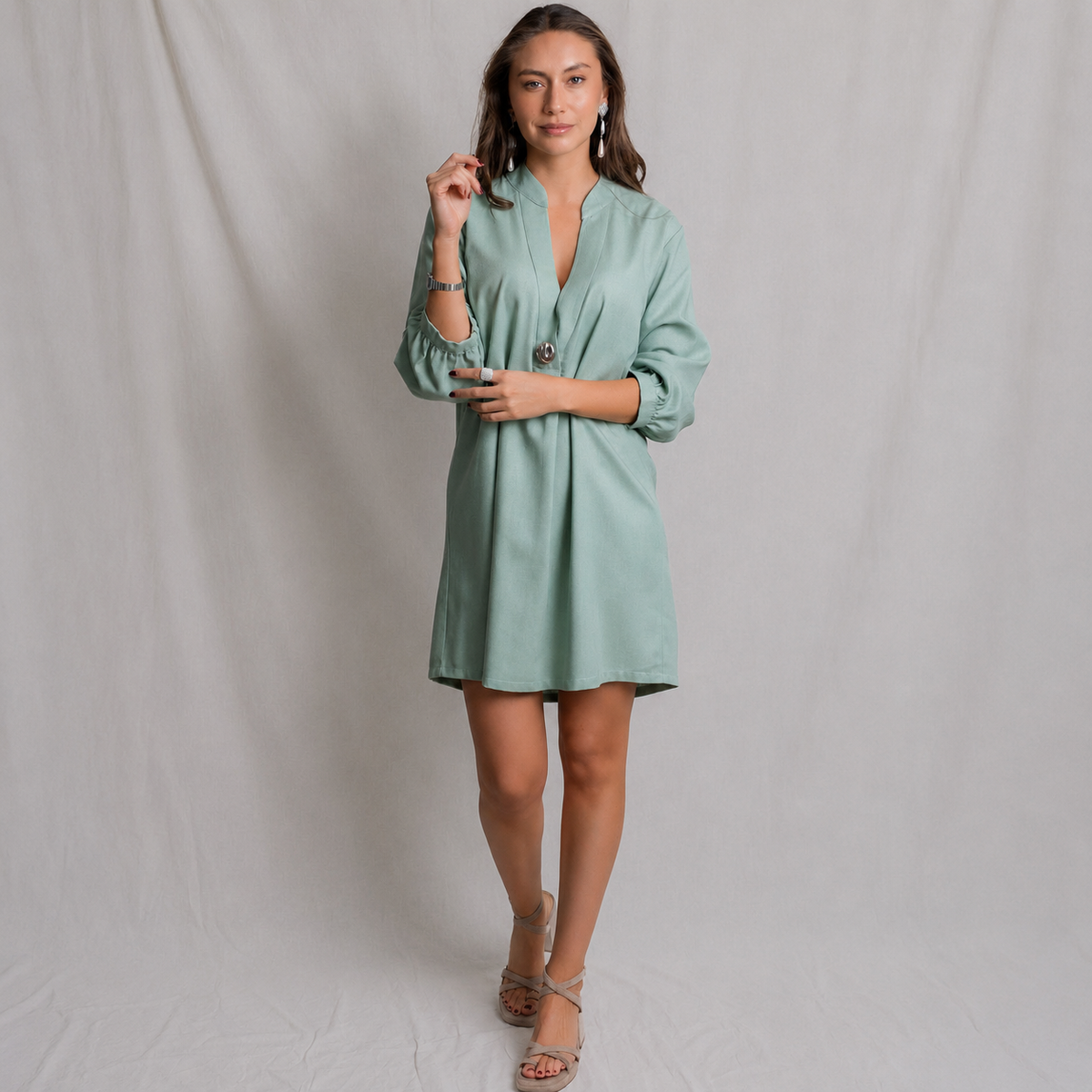 Vestido Lino Alba Verde