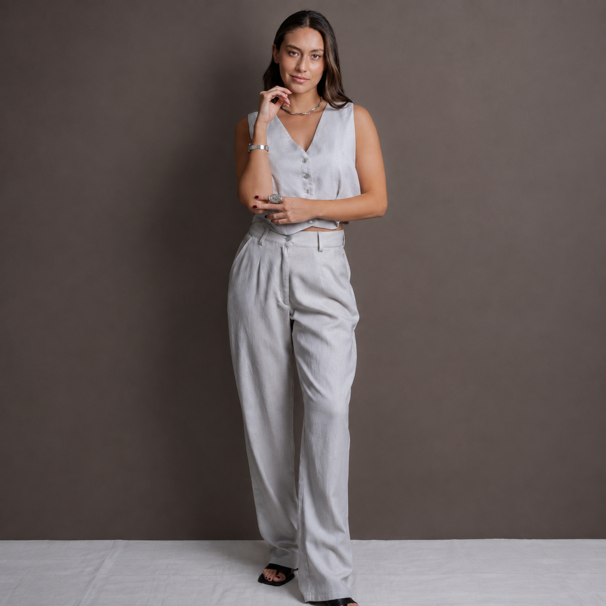 Conjunto Gillete Stella + Pantalon sastrero Riviera Masilla