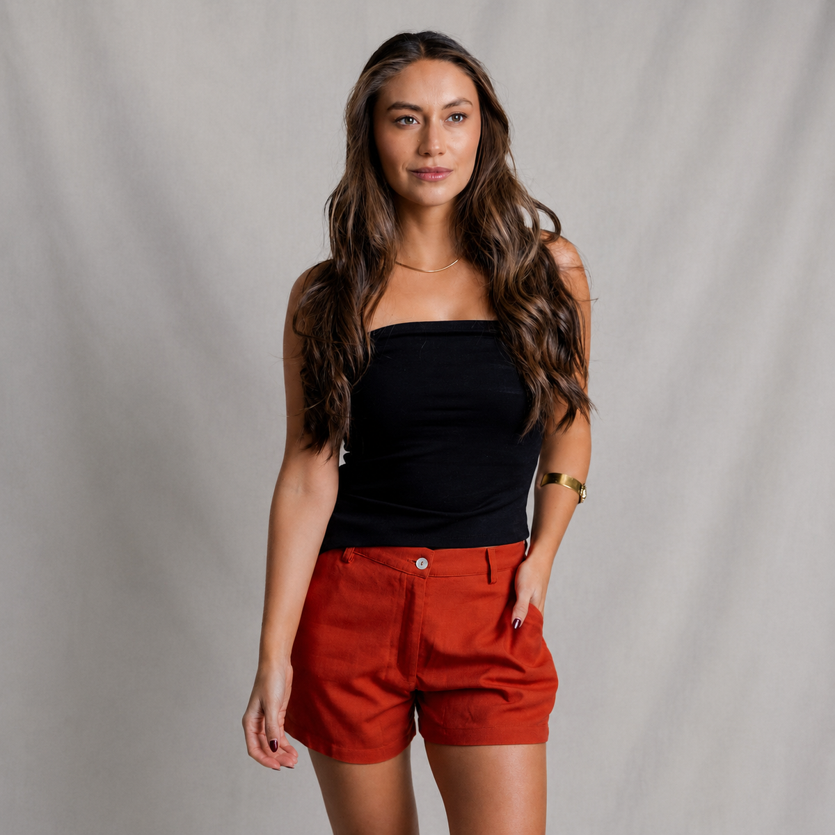 Short Lino Maréa Terracota
