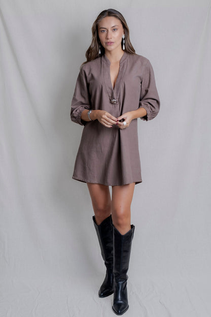 Vestido Lino Alba Brown
