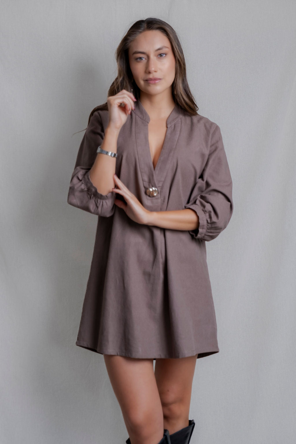 Vestido Lino Alba Brown