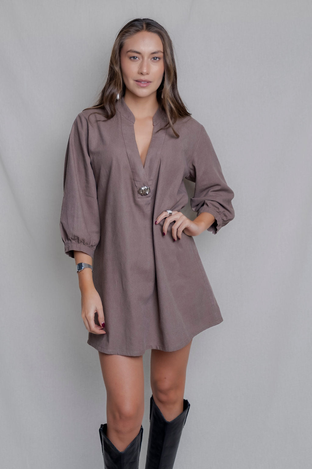 Vestido Lino Alba Brown