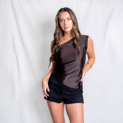 Top Asimetrico Terra Dark Brown