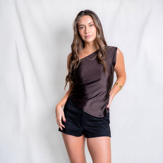 Top Asimetrico Terra Dark Brown